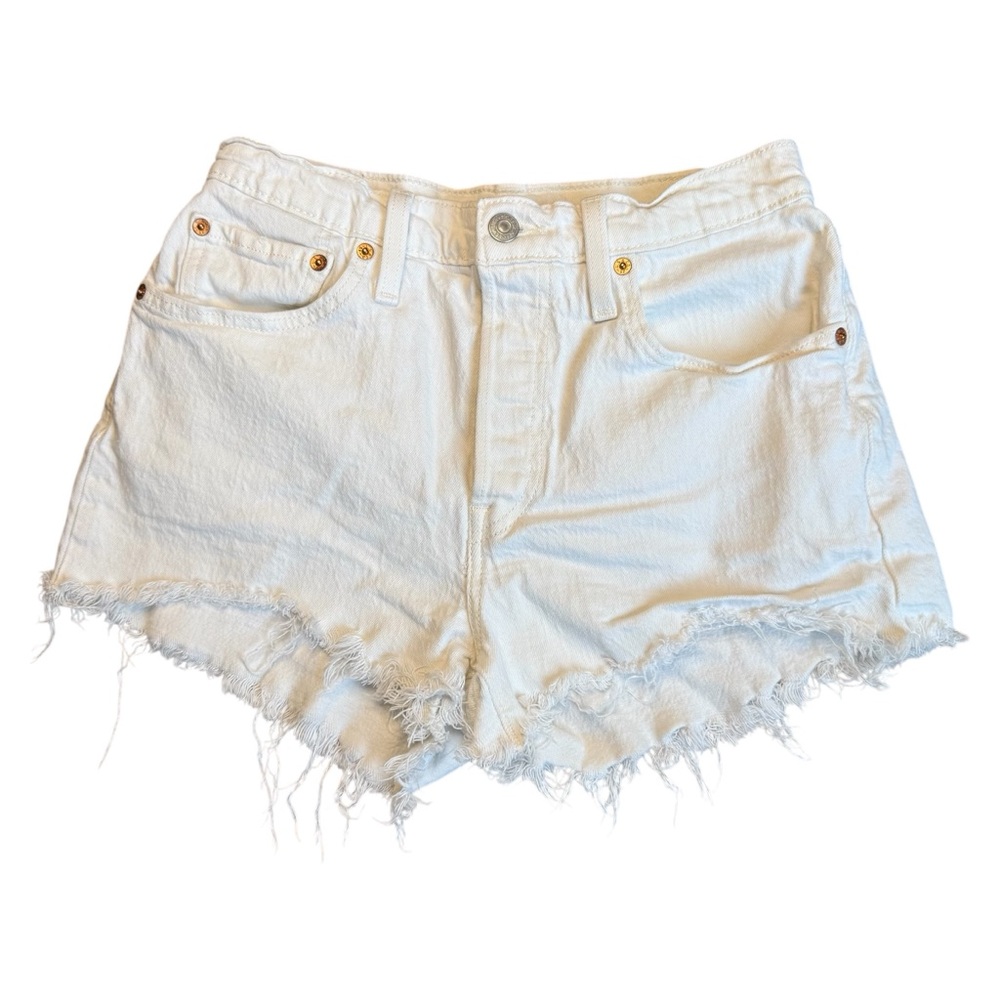 Levi’s 501 Mid Rise White Jean Shorts Size 26